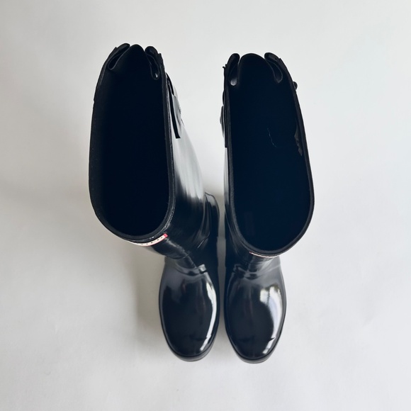 Hunter Black Rubber Knee High Glossy Rain Boots size size EUR 40, US 9.5 - Picture 5 of 16